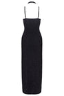 Robe longue à décolleté plongeant noire argentée - Cottelli PARTY