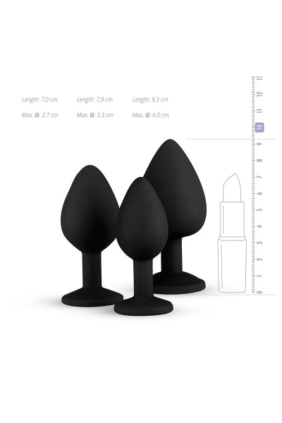 Kit de entrenamiento de 3 plugs anales negros - Easy Toys