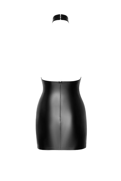 Minivestido sin espalda Eros F311 wetlook y tul flocado