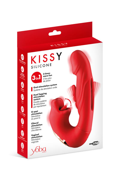 Vibrador conejo 3-en-1 Kissy rojo - Yoba