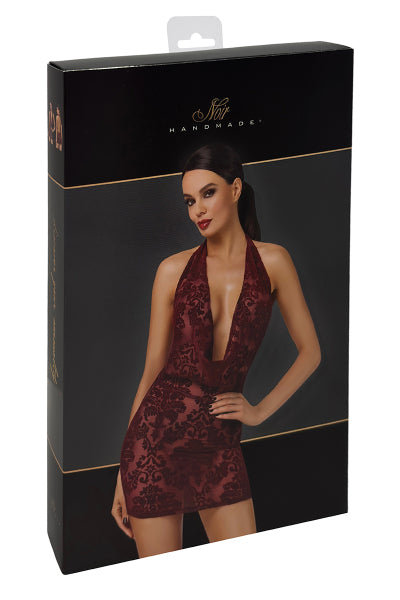Minivestido sin espalda de tul flocado Kink Royal F385 - Noir Handmade