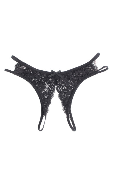 String ouvert dentelle Noir - Litolu Lingerie - Eveil Secret