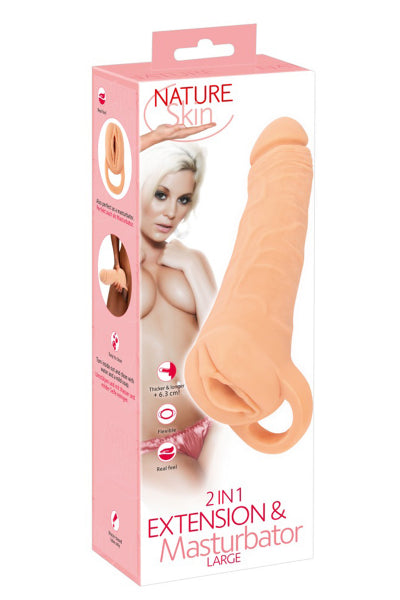 Extensión de pene 23,8 cm + Masturbador - Nature Skin