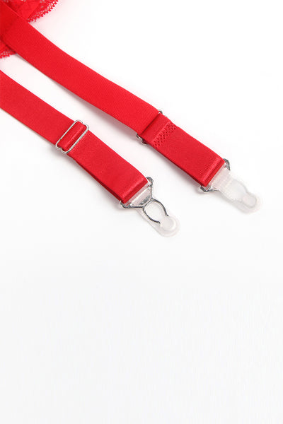 Porte-jarretelles dentelle large Rouge - Litolu Lingerie - Eveil Secret