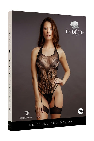 Body de rejilla con aberturas y pedrería - Le Désir