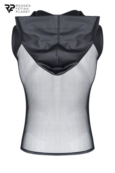 T-shirt à capuche wetlook et mesh - Regnes - Eveil Secret