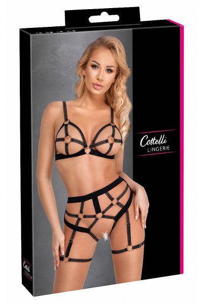 Conjunto de lencería BDSM arnés negro - Cotelli Lingerie
