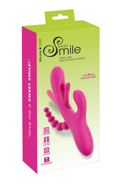 Triple vibro avec langue oscillante - Sweet Smile - Eveil Secret
