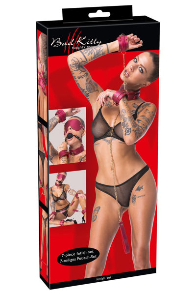 Ensemble 7 pièces Fetish SM rose -  Bad Kitty